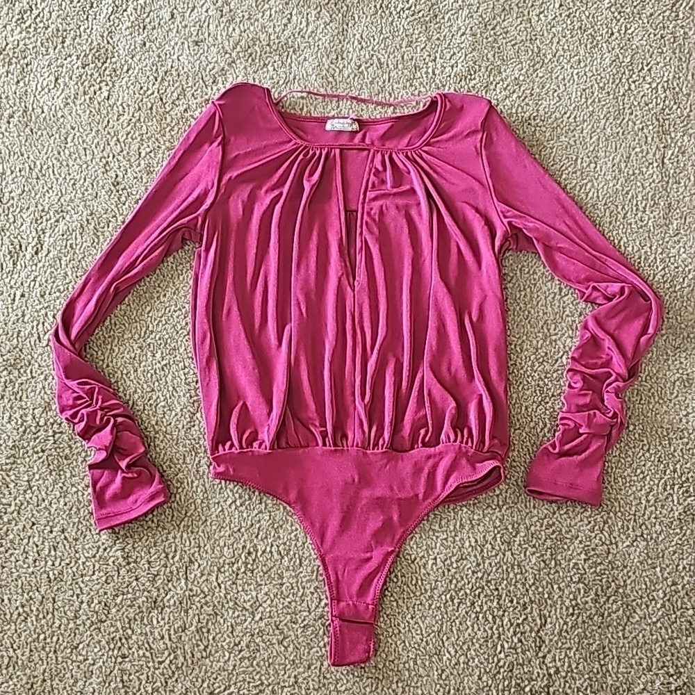 Free People Rose Hypnotic Bodysuit Keyhole XS